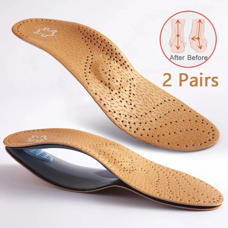 Sneaker Leather Care - 2Pairs Unisex Leather Orthopedic Insole Orthotic